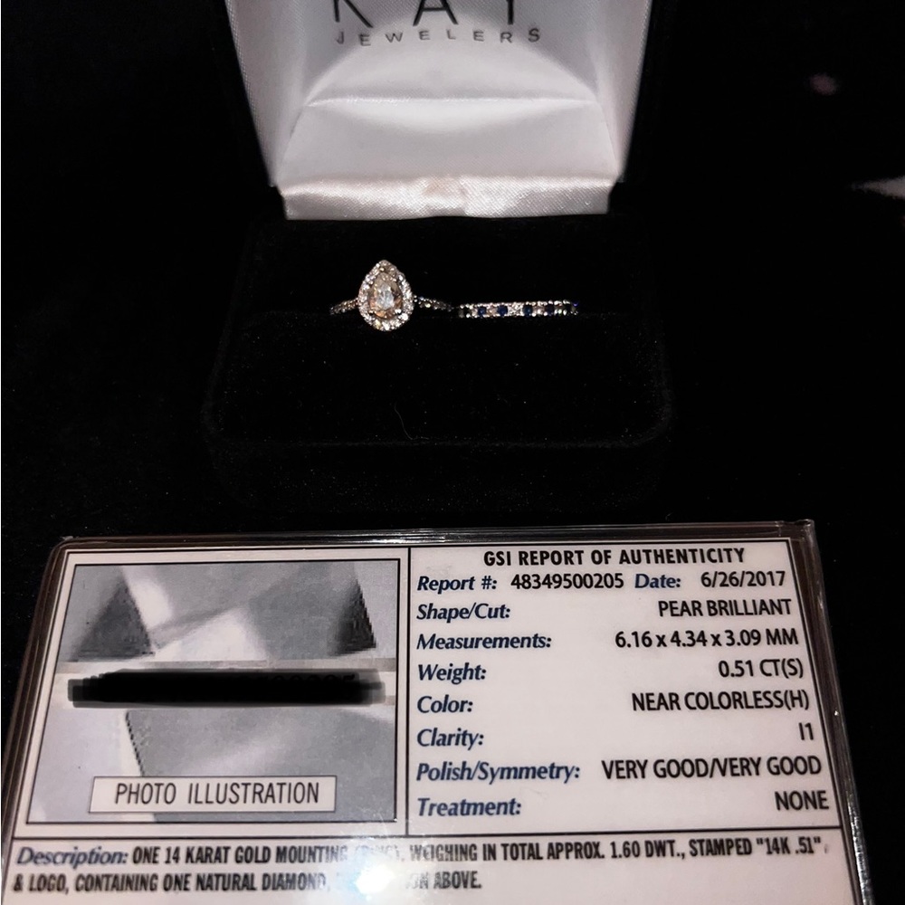 Custom made Kay diamond ring w/ Vera Wang Love Collection sapphire band